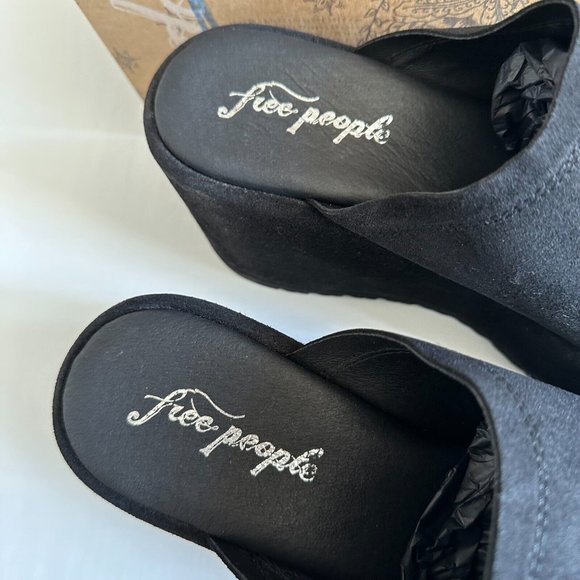 Free People Zoe Suede Platform Shoes UK 8 EU 41 Slide On Sandals Heels BNIB - Picture 8 of 13